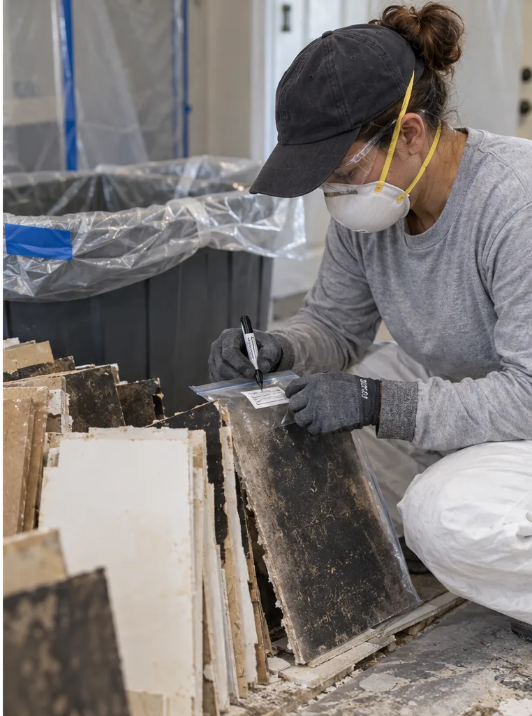 Close view of approved damaged material being removed